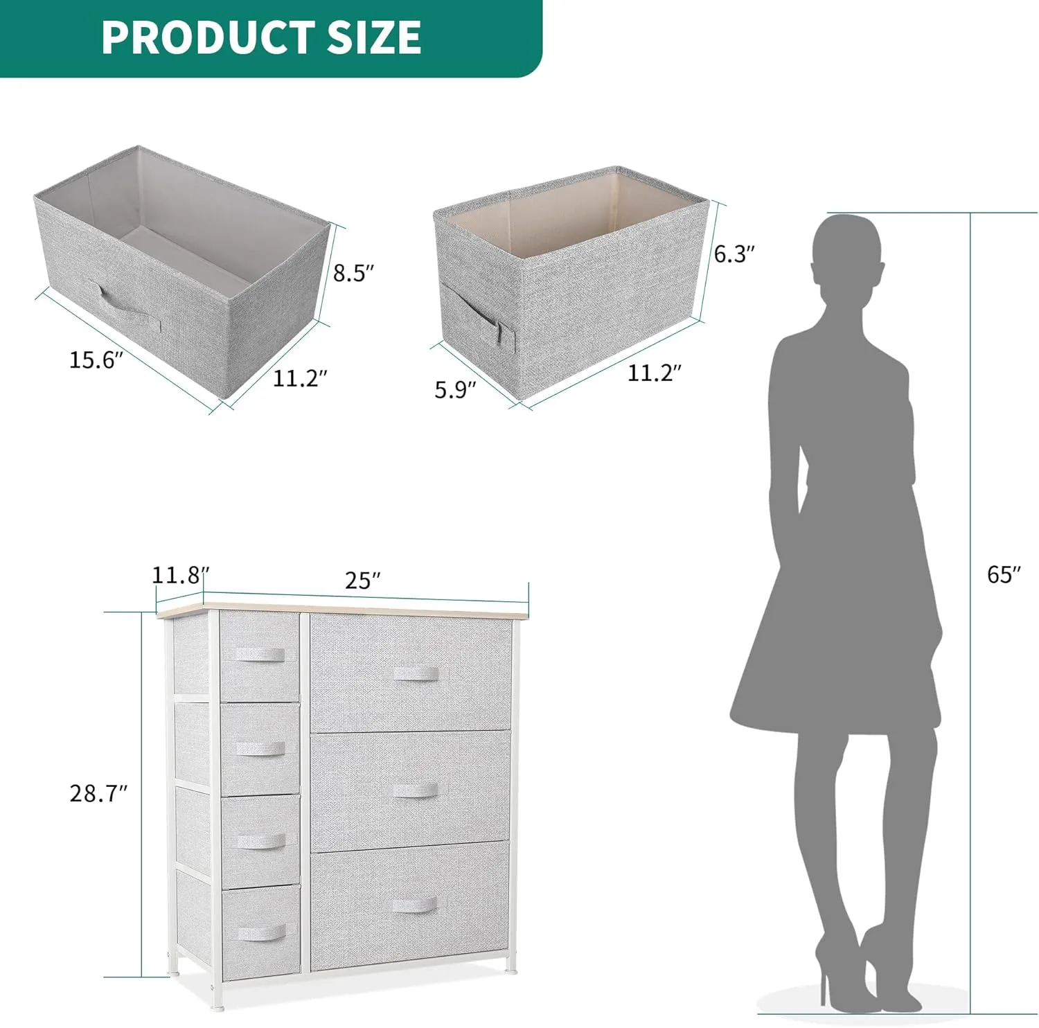 YITAHOME Dresser with 7 Drawers - Fabric Storage Tower, Organizer Unit for Living Room, Hallway - Sturdy Steel Frame, Wooden Top & Easy Pull Fabric Bins