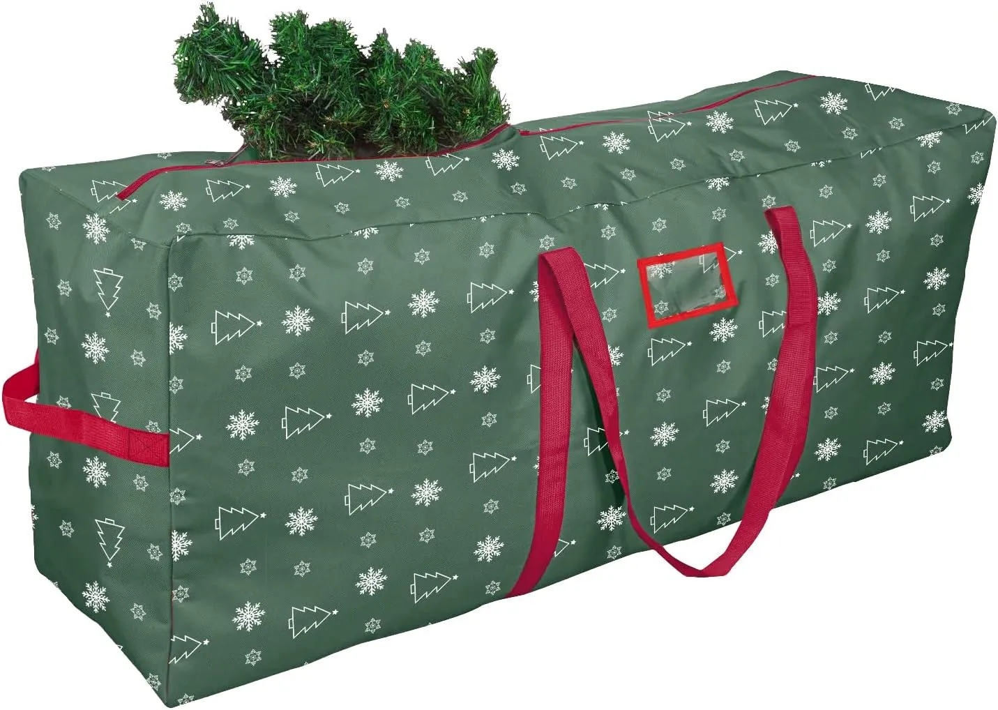YIYA Christmas Tree Storage Bag for 7.5 Ft Artificial Tree Large Christmas Tree Bag with Handles 600D Oxford Fabric Christmas Tree Storage Container for Outside Decorations (Green)