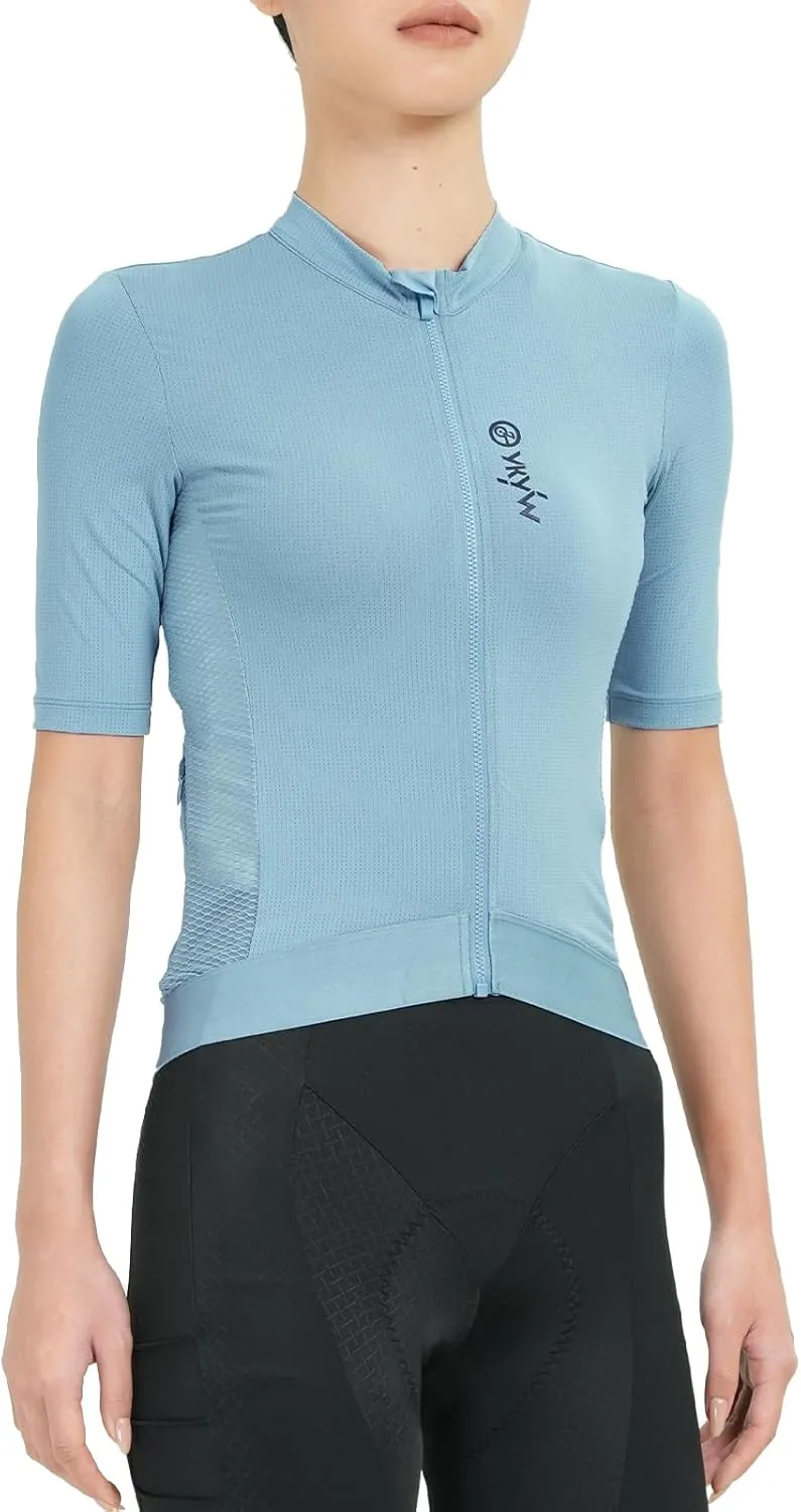 YKYWBIKE Cycling Jerseys Women Short Sleeve,Bike Shirts for Women Breathable Cycle Jersey with 4 Pockets