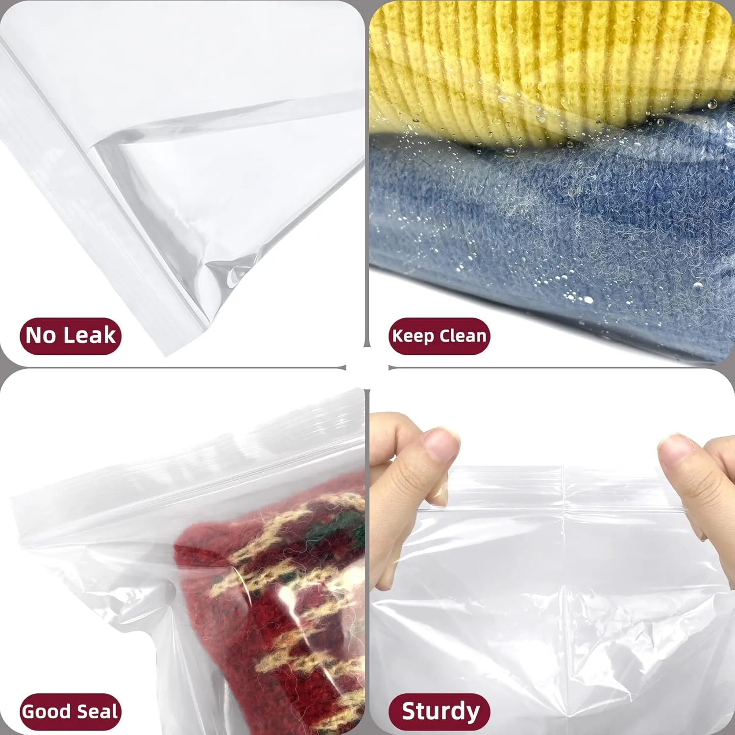 Yotelab Large 5 Gallon Plastic Zipper Storage Bags, 18x24 Inches Clear Reclosable Storage Bags 20Pieces