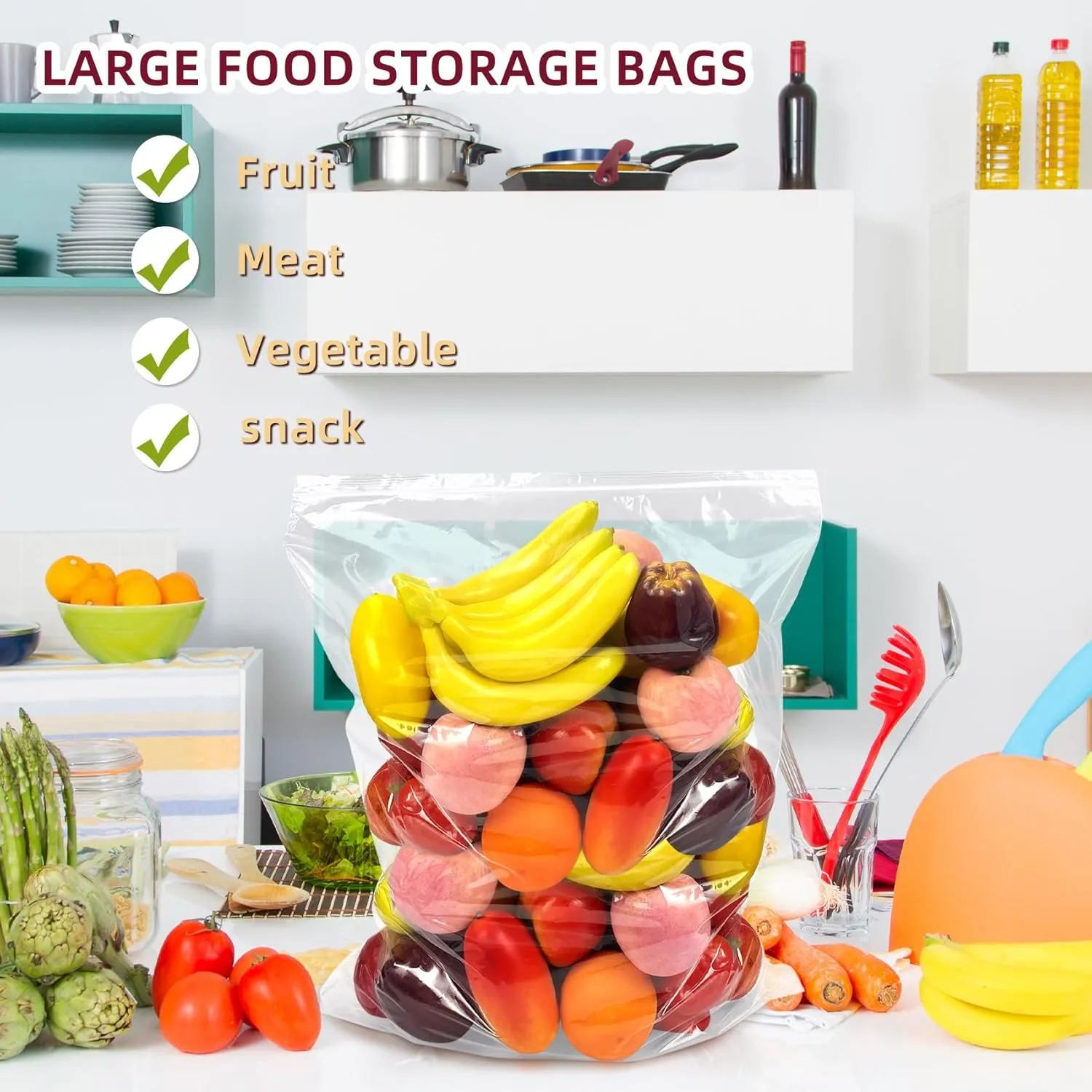 Yotelab Large 5 Gallon Plastic Zipper Storage Bags, 18x24 Inches Clear Reclosable Storage Bags 20Pieces