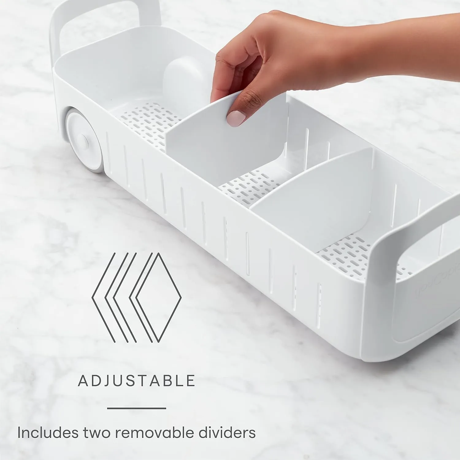 YouCopia RollOut Sink Organizer for Kitchen and Bathroom, 5" Wide Rolling Caddy, White