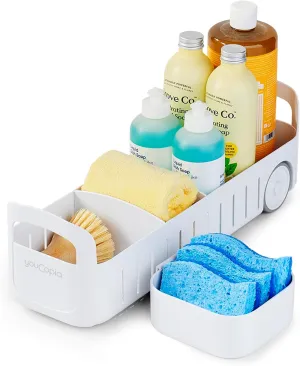 YouCopia RollOut Sink Organizer for Kitchen and Bathroom, 5" Wide Rolling Caddy, White