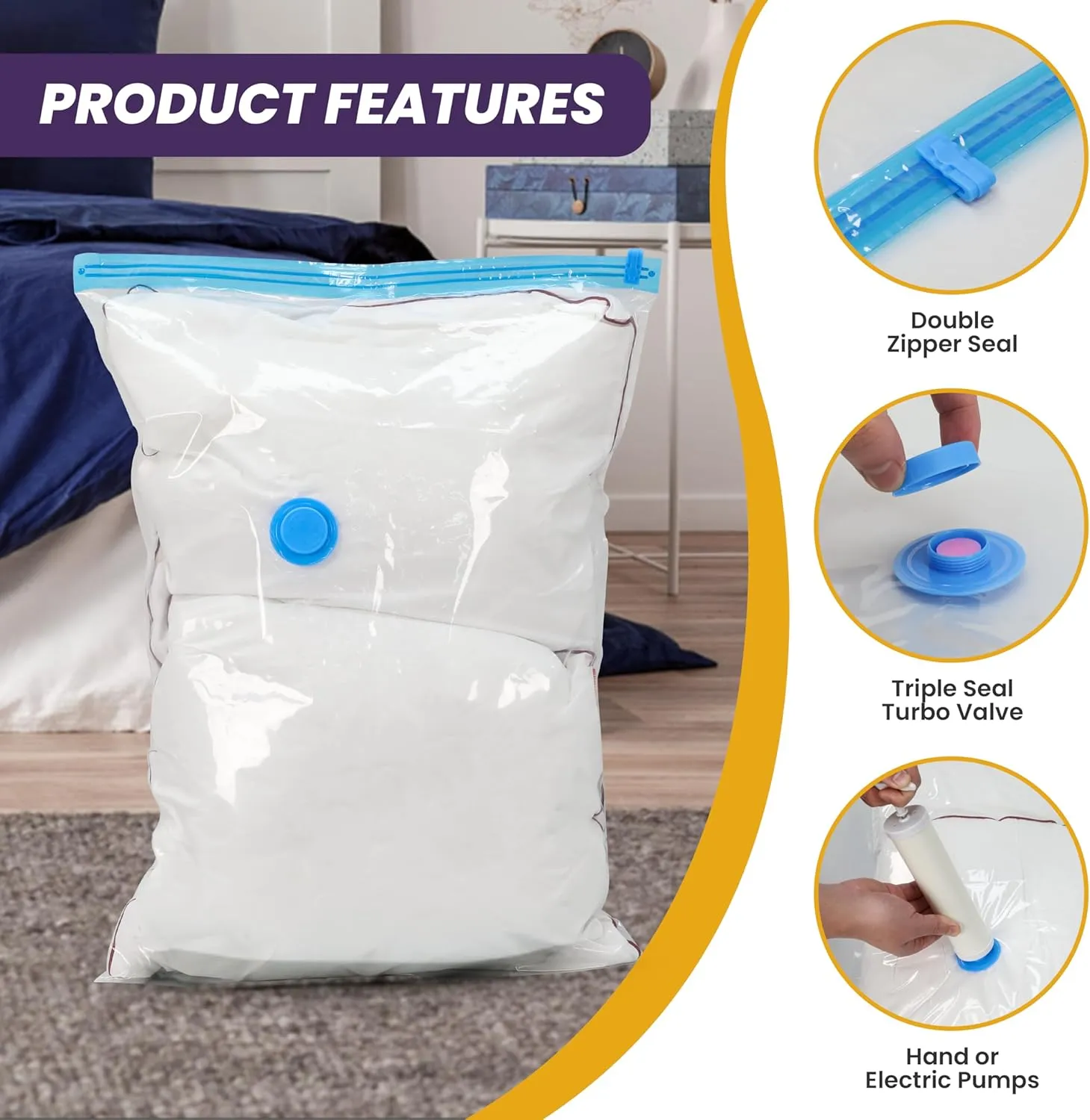 YSSOA Vacuum Storage Bags, 32-Pack Space Saver Vacuum Storage Bags, Vacuum Seal Bags for Clothing, Clothes, Comforters and Blankets Clear