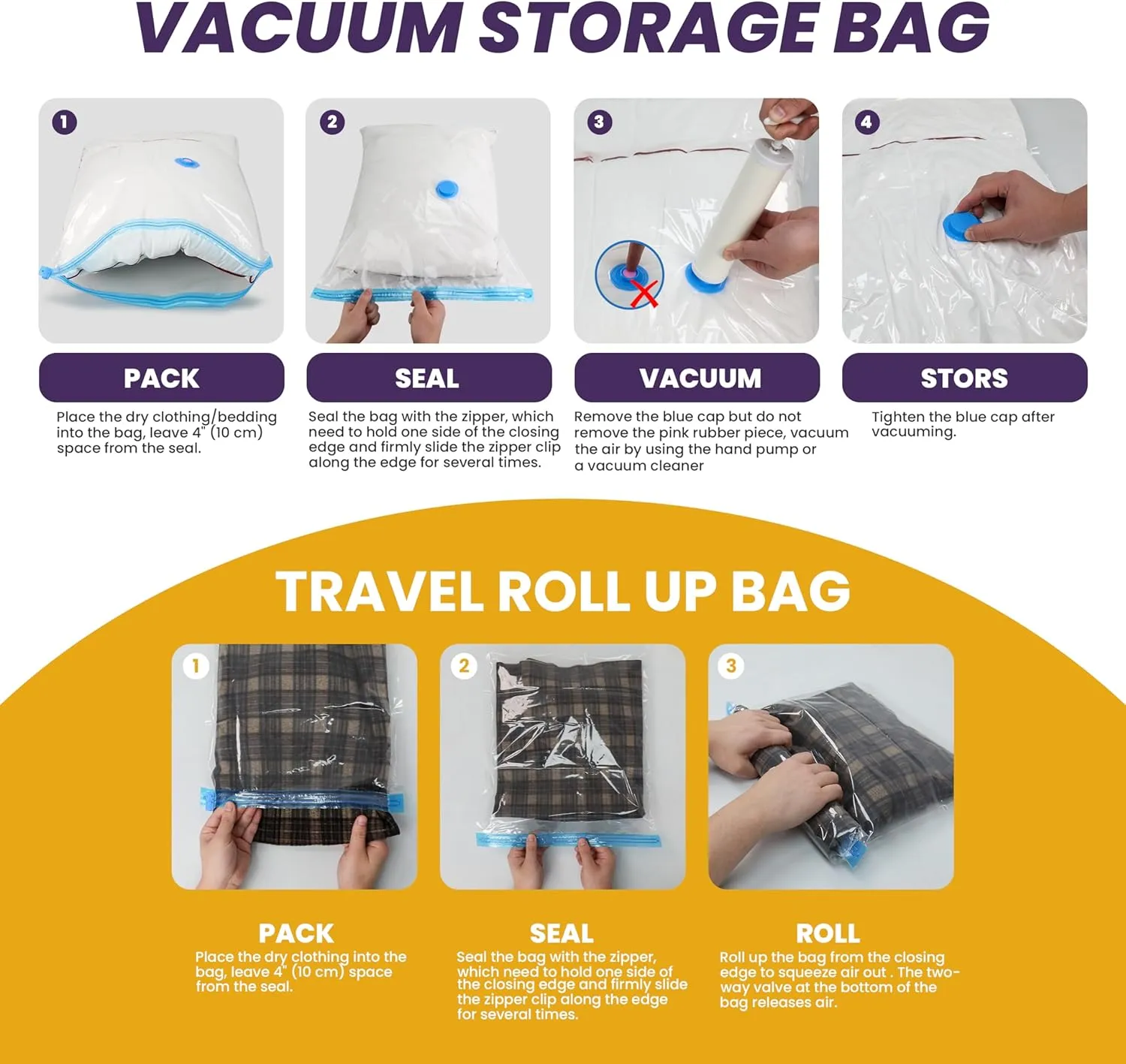 YSSOA Vacuum Storage Bags, 32-Pack Space Saver Vacuum Storage Bags, Vacuum Seal Bags for Clothing, Clothes, Comforters and Blankets Clear