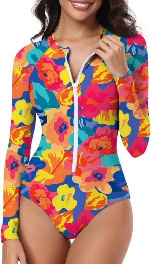 Zando Long Sleeve Rash Guard Swimsuit Women One Piece Swimsuit for Women Long Sleeve Bathing Suit Athletic Rashguard