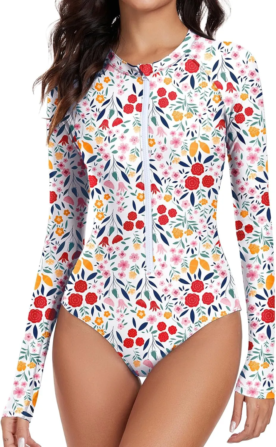 Zando Long Sleeve Rash Guard Swimsuit Women One Piece Swimsuit for Women Long Sleeve Bathing Suit Athletic Rashguard