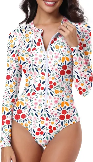 Zando Long Sleeve Rash Guard Swimsuit Women One Piece Swimsuit for Women Long Sleeve Bathing Suit Athletic Rashguard