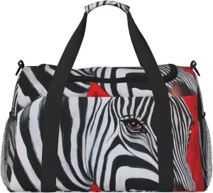 Zebra Red Travel Duffel Bag Tote Bag Sports Gym Bag For Women And Men