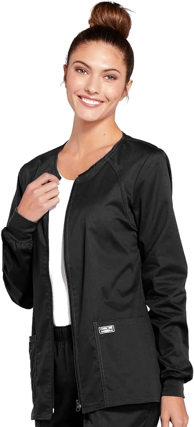 Zip Front Scrub Jackets for Women, Workwear Core Stretch Soft Brushed Twill 4315