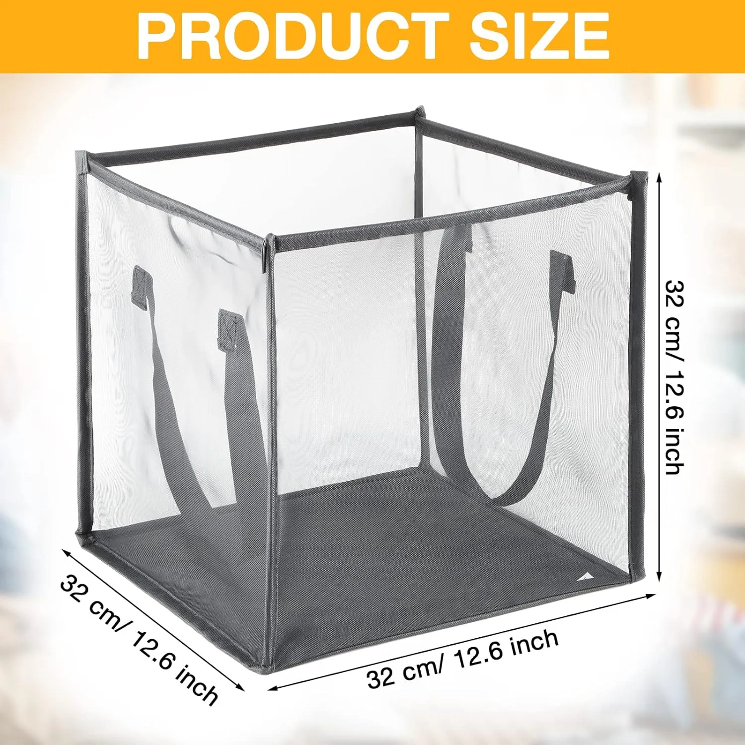 Zopeal 6 Pack Popup Laundry Hamper 13 Inch Collapsible Laundry Baskets with Handles Mesh Clothes Baskets Portable Single Layer Foldable Clothes Hamper Square Bin for Washing, Toy Storage(Grey)