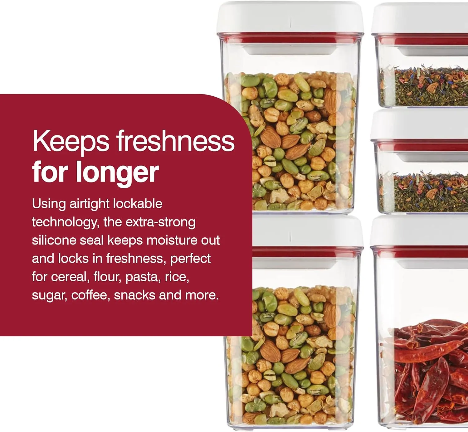 Zyliss Twist & Seal 5-Piece Storage Container Set - Airtight Food Storage Containers - Coffee, Sugar, Cereal, Flour, Pasta and Snack Containers - BPA-Free Food Storage - 5 Pieces